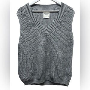 Abercrombie & Fitch Knitted Sweater Vest Grey V Neck Mens Small
